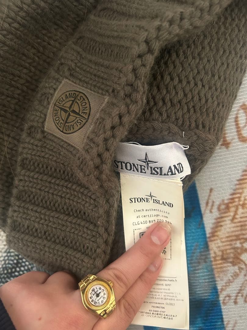 STONE  ニットビーニー オリーブ