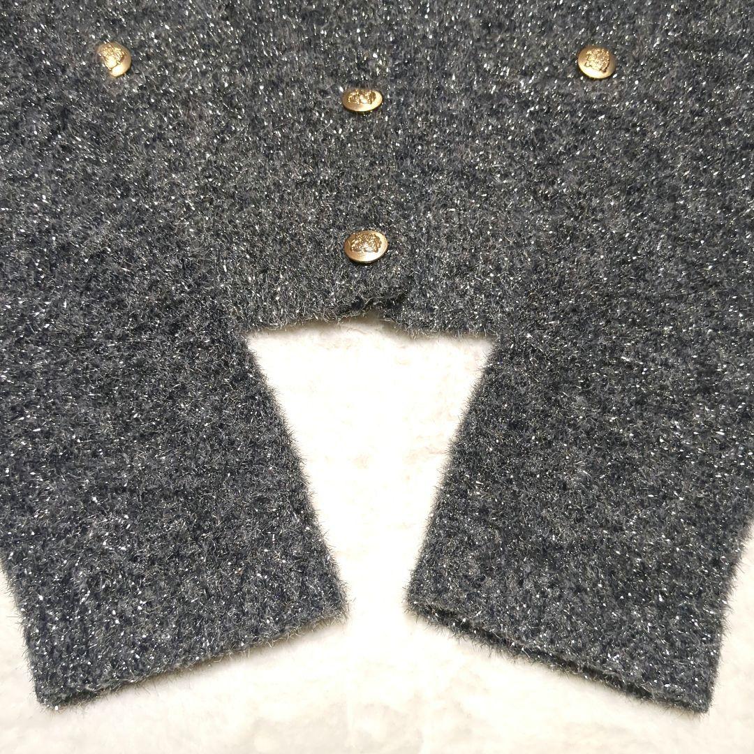 美品　CADUNE カデュネ　キラキララメニットカーディガン　金ボタン　S