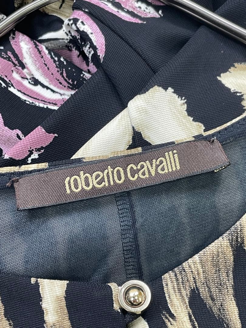 美品　roberto cavalli 総柄　ヒョウ柄 長袖ワンピース　イタリア製