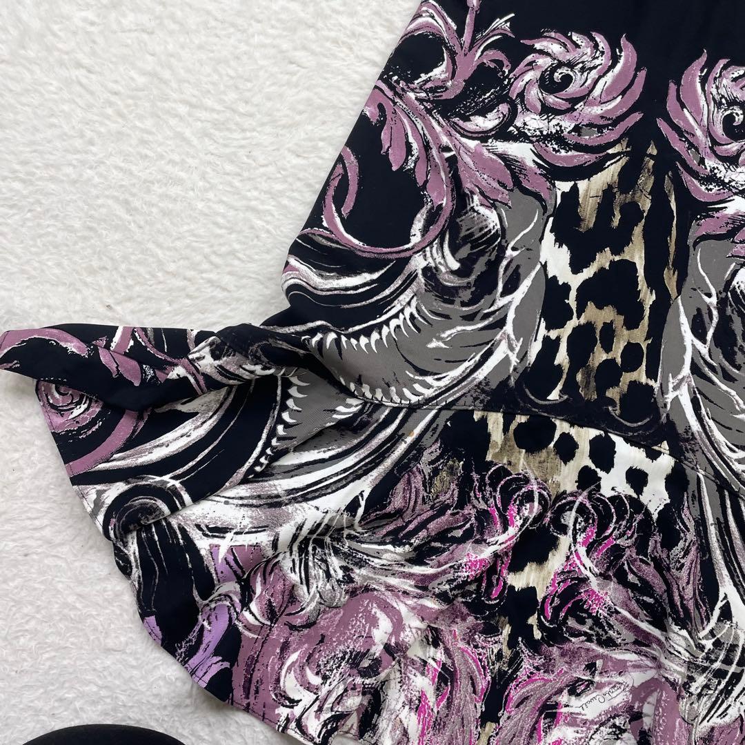 美品　roberto cavalli 総柄　ヒョウ柄 長袖ワンピース　イタリア製