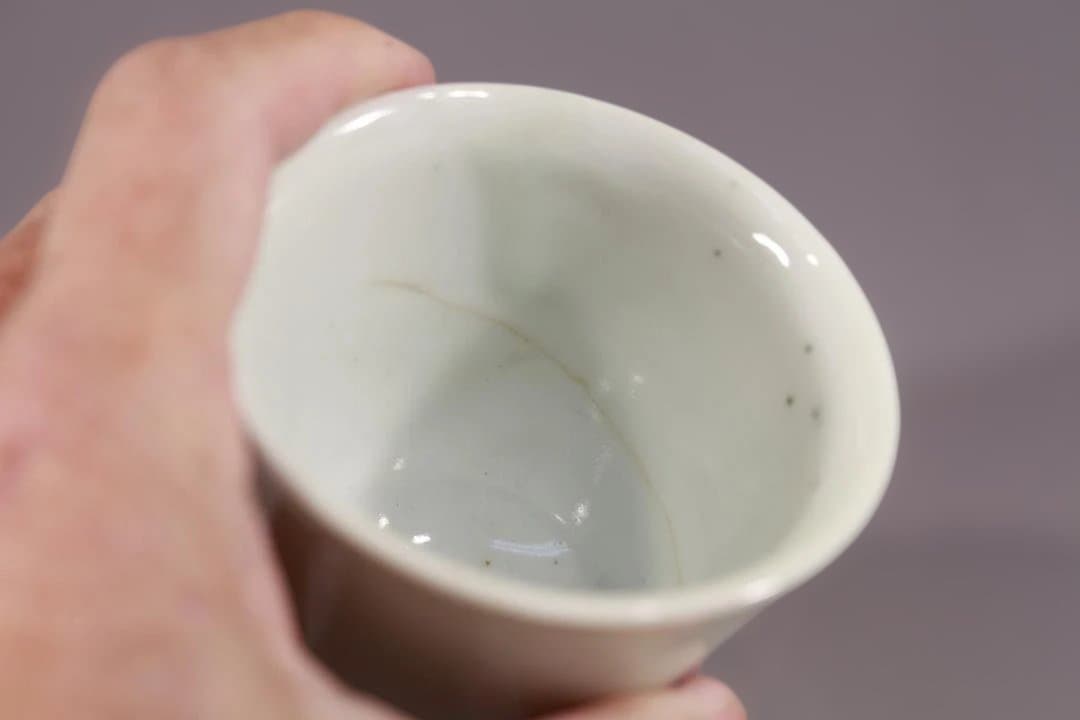 626　初期伊万里染付籠目図蕎麦猪口　江戸初期　ほぼ完品。