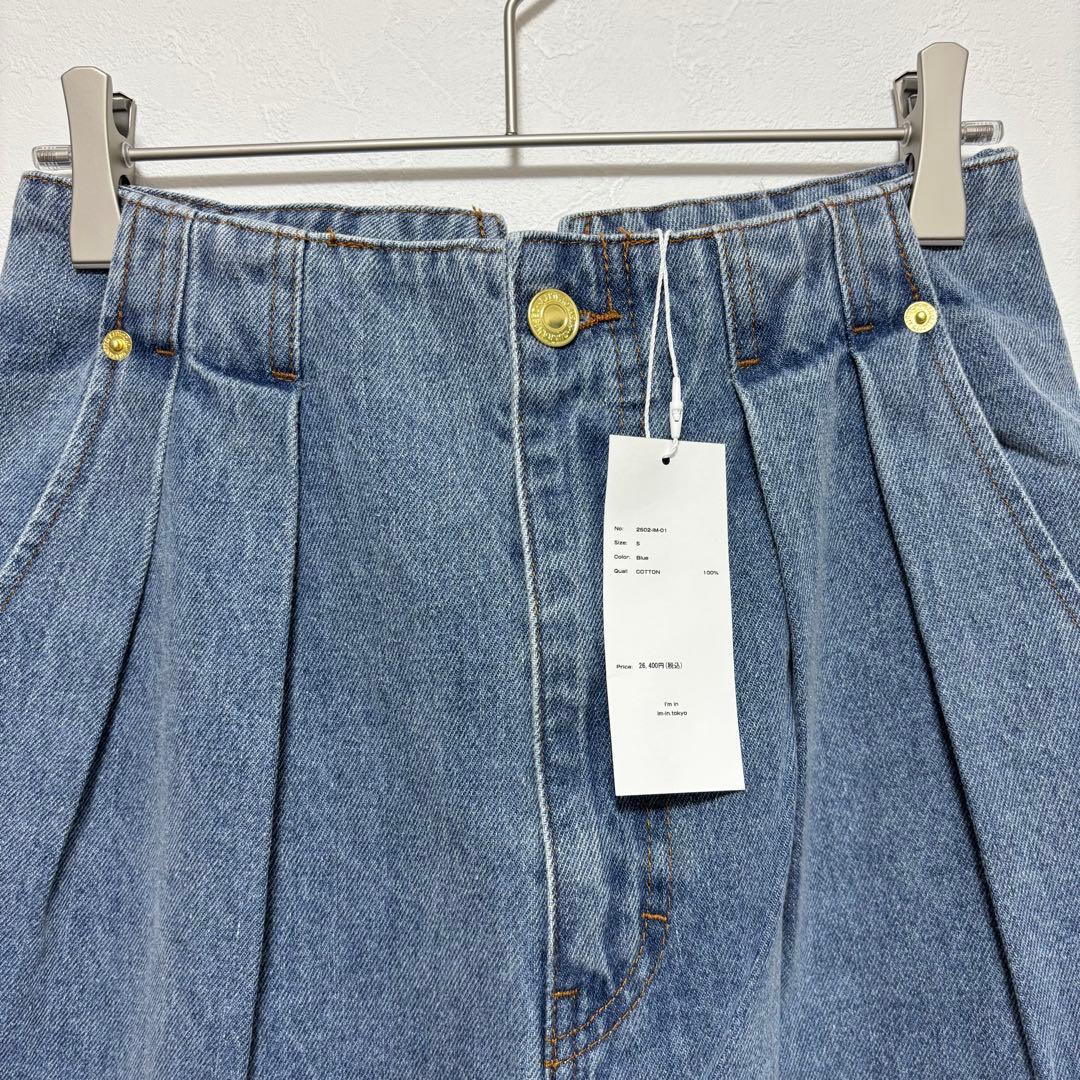 ✨新品✨i'm in 辻元舞 バックベルトワイドジーンズ デニム 綿 ブルー S