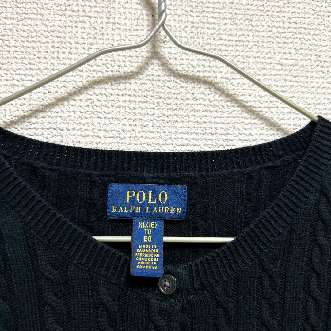 POLOラルフローレン ケーブルニットカーディガン レディース M コットン