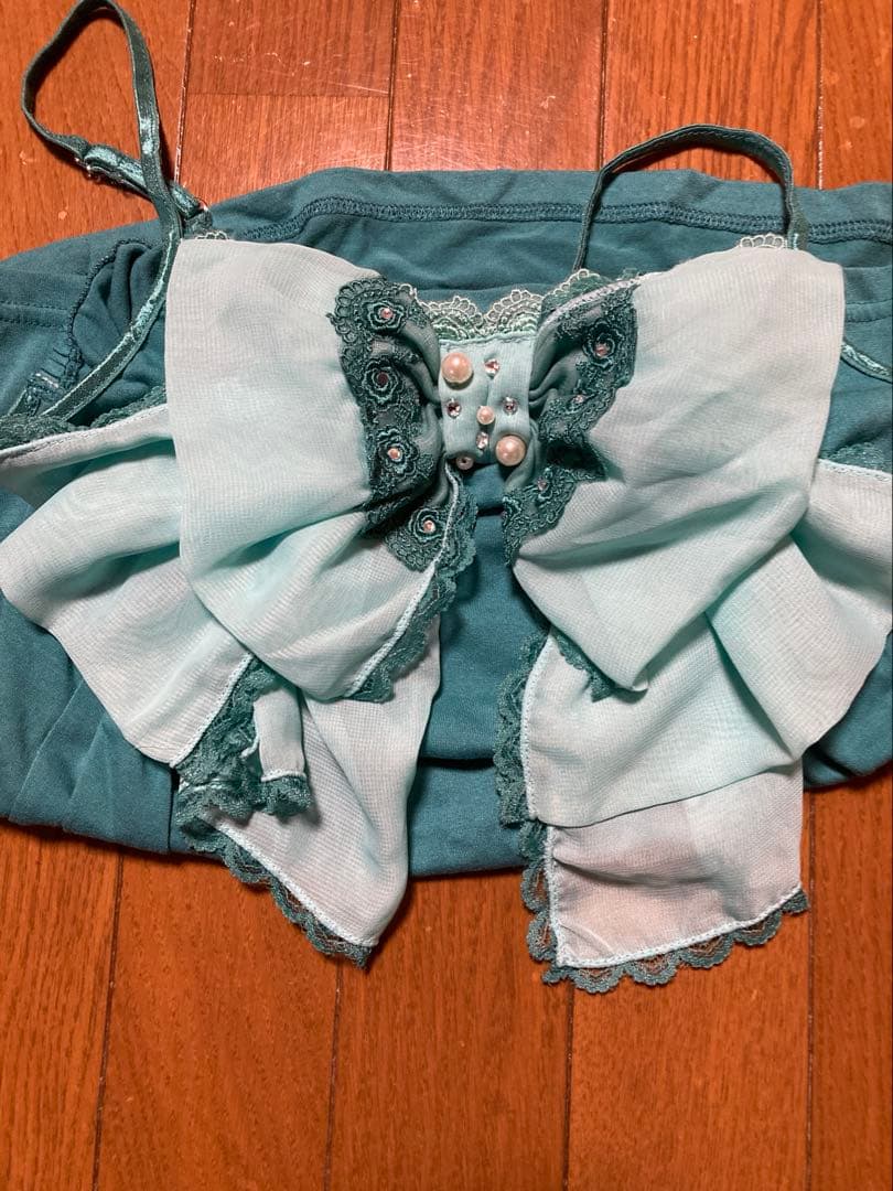 axes femme♡ビッグリボンキャミソール♡エメラルドグリーン♡