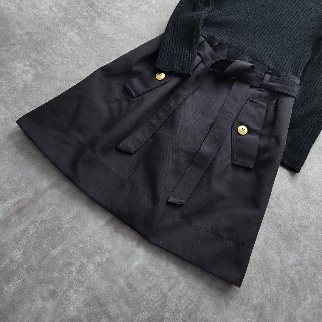 美品 ブルーレーベルクレストブリッジ　長袖ニットドッキングワンピース 38