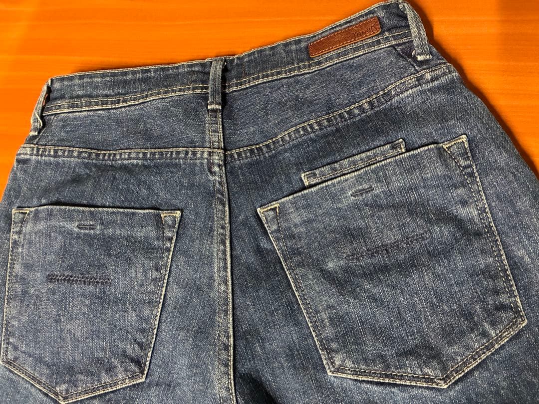 ヤヌーク ワイドフレアデニムパンツ カットオフレディース 26