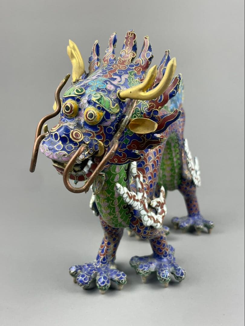 中国美術 七宝 龍 幅約28cm ドラゴン オブジェ 縁起物 魔除け 置物
