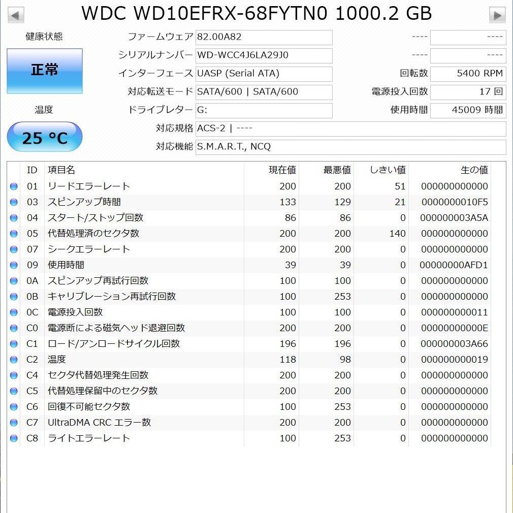 【中古 正常 動作品】3.5インチ SATA HDD 1TB×3個 合計3TB