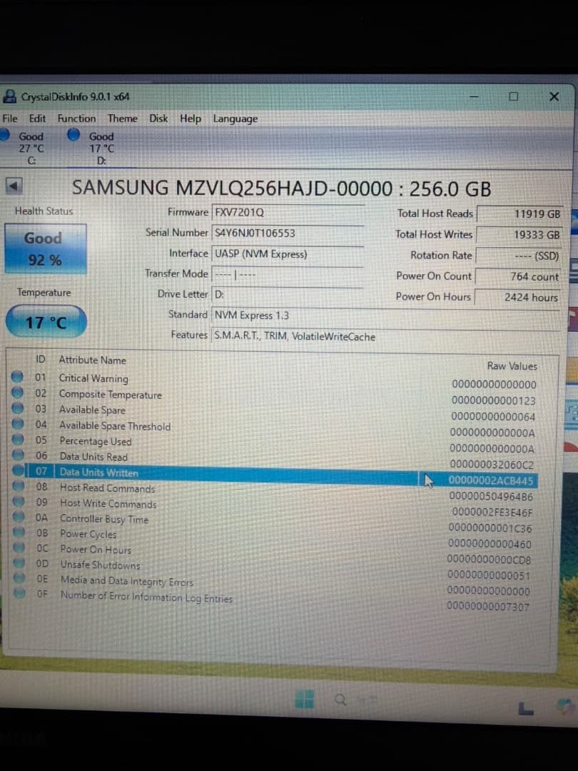 Samsung PM991 NVMe SSD 256GB ×4個セット