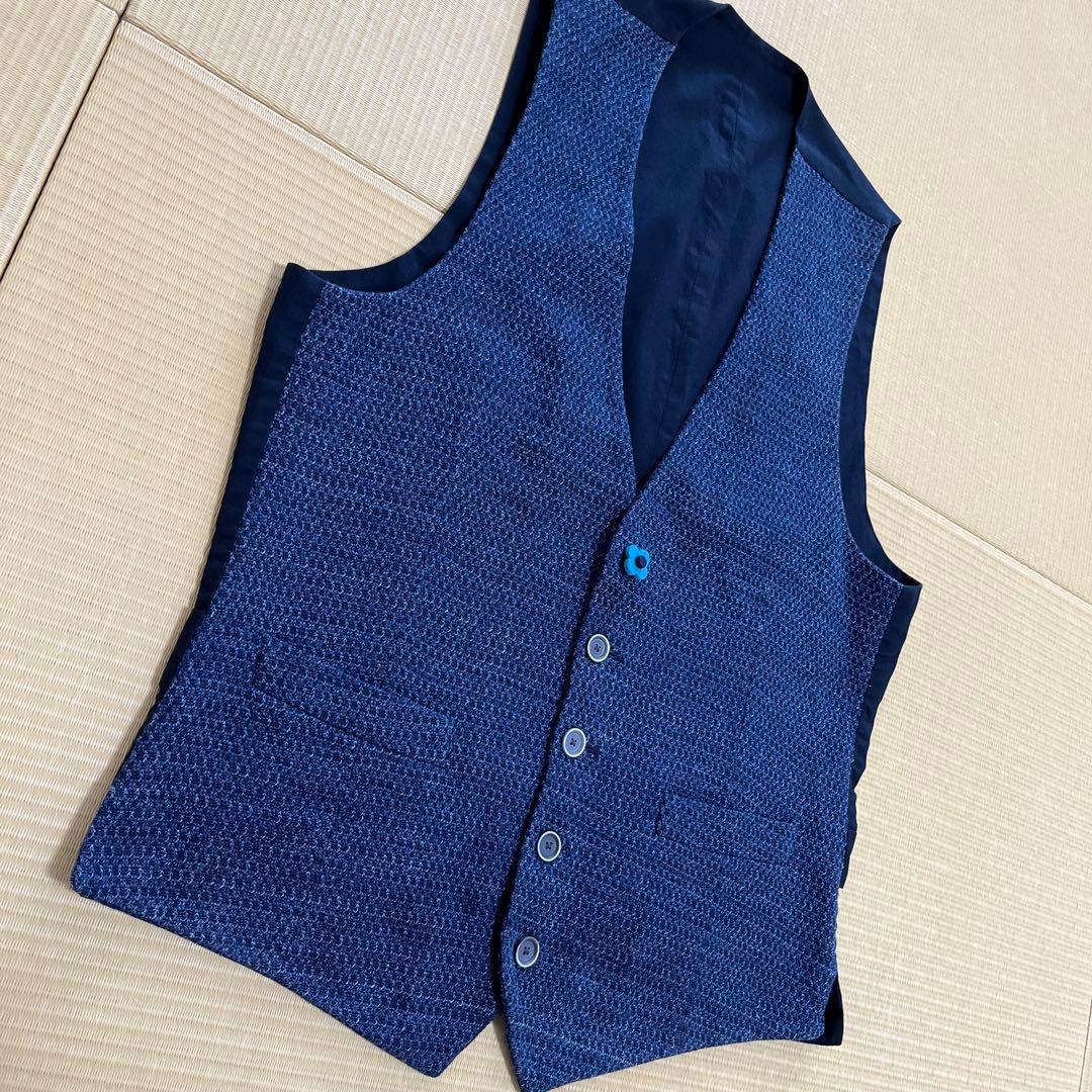LARDINI ラルディーニ　ジレ（ベスト）ネイビー　46 ブートニエール付き