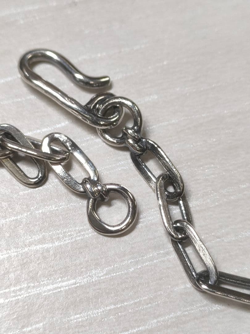 シルバー925製ナバホフラットあずきリンクチェーンネックレス50㌢幅3.4㍉