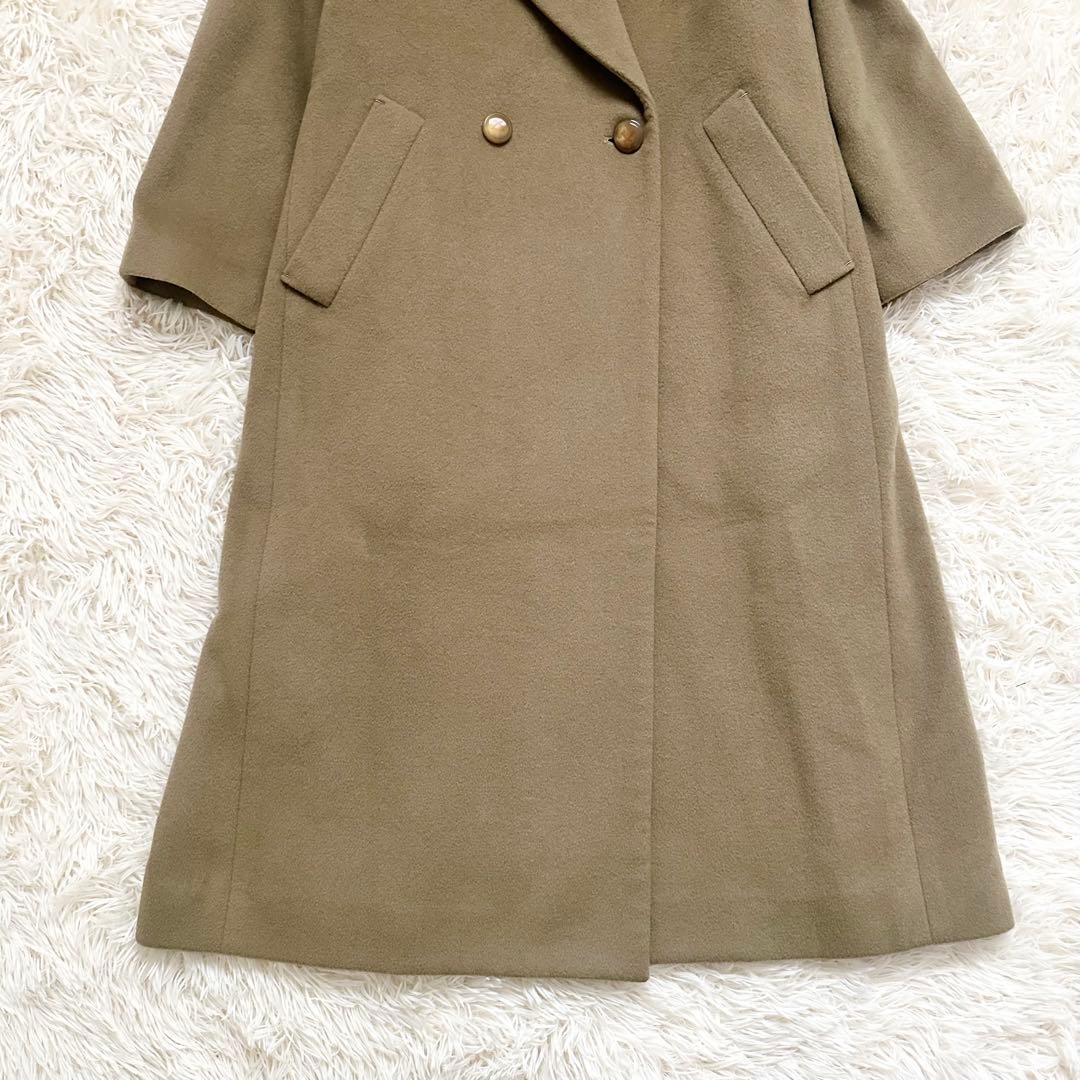 レオナール　カシミア100% ロング　ダブルチェスターコート 裏地総柄　L