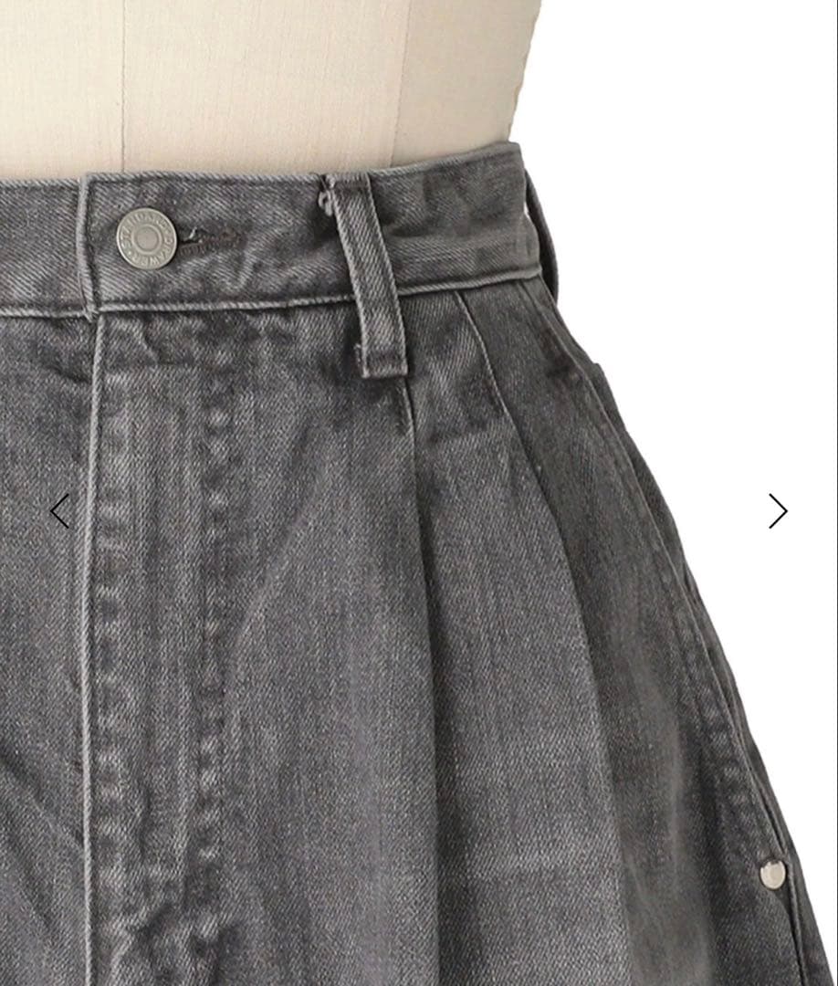 drawer ブラックデニム　タックパンツ　38