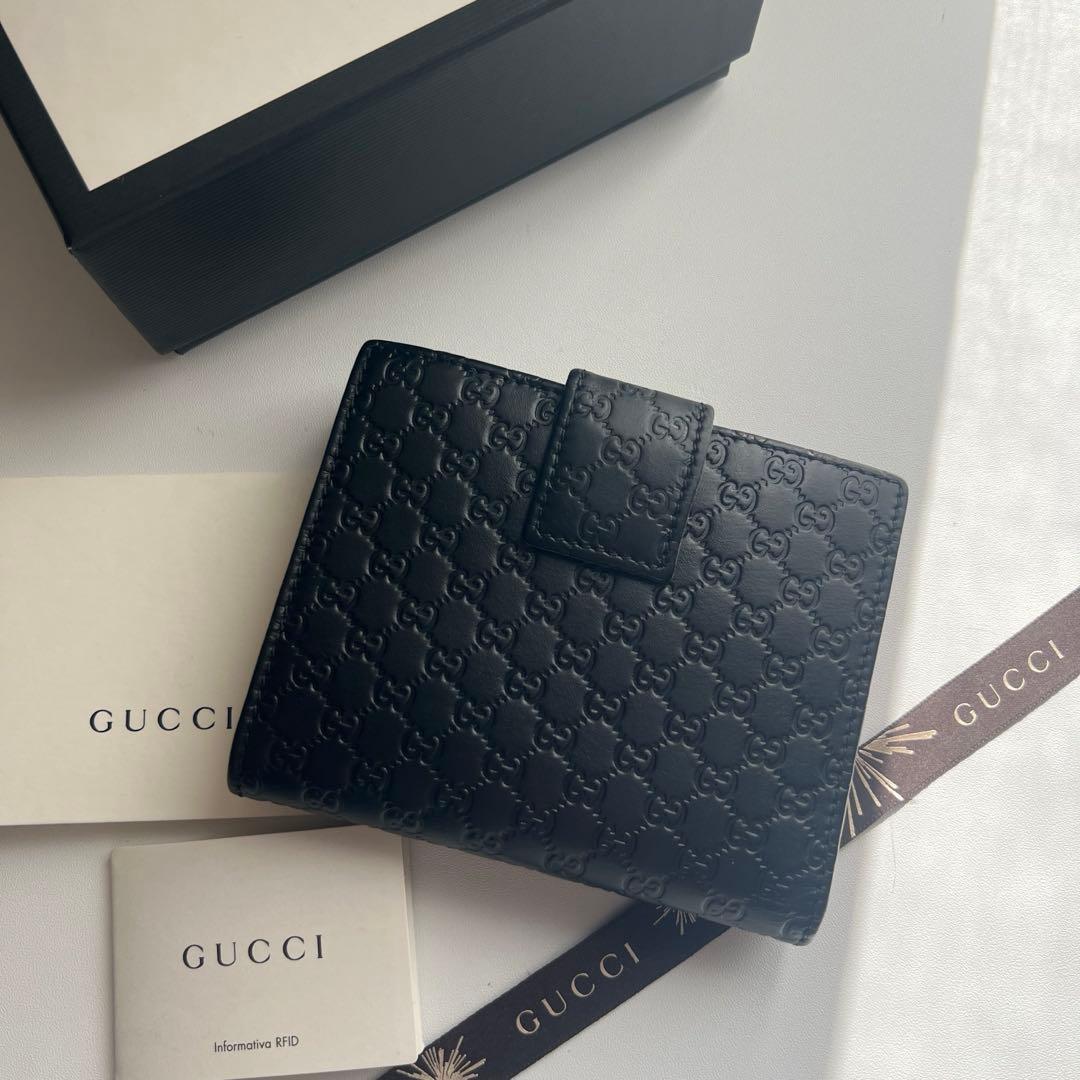 200 極上美品 GUCCI グッチ マイクロシマ 2つ折り財布