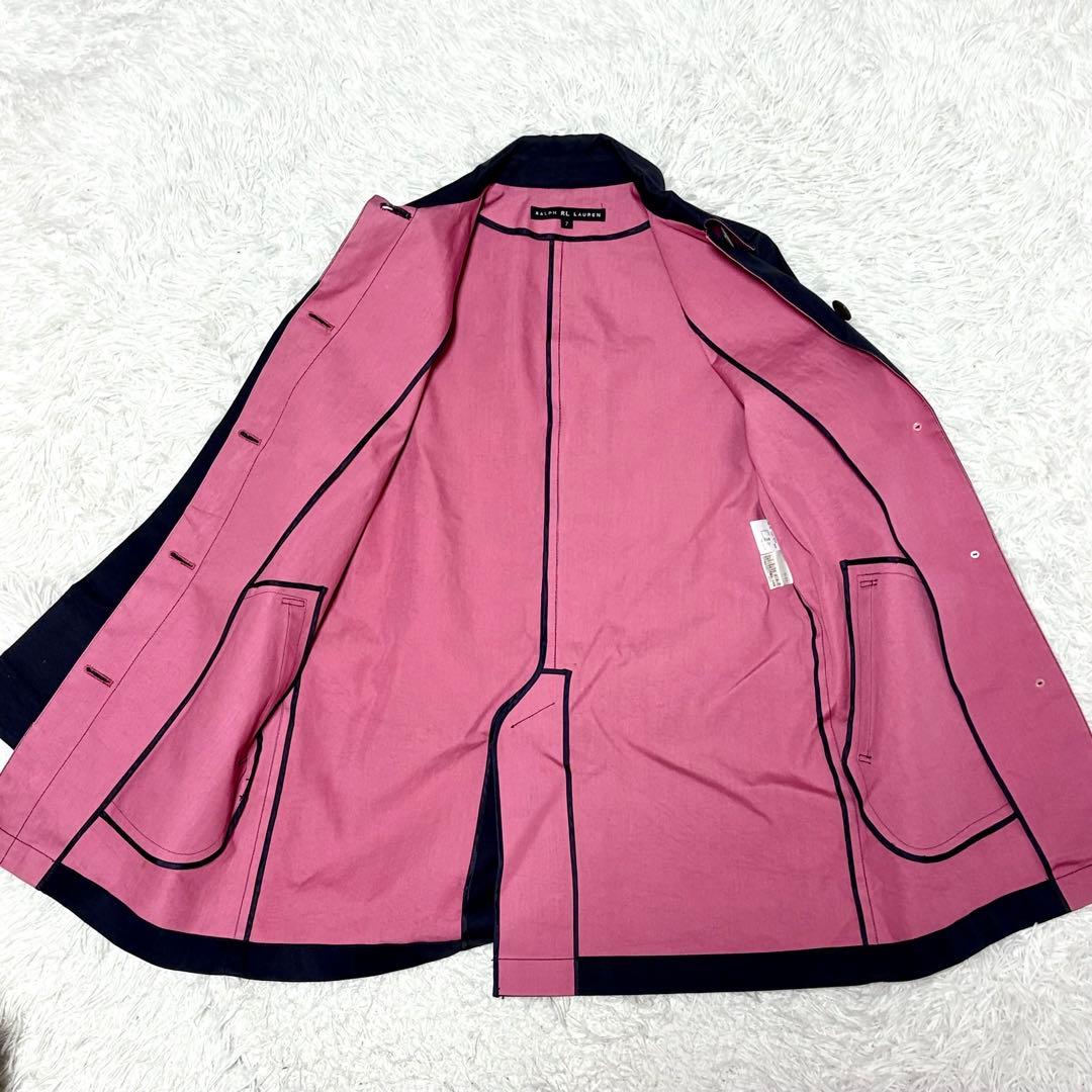 【極美品】ラルフローレン　ステンカラーコート　ネイビー　綿100% M
