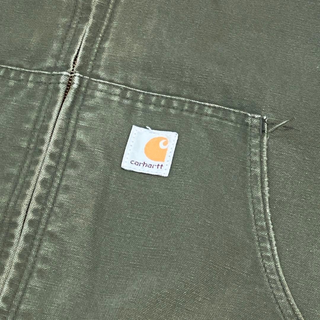 良品 カーハート ダック地 アクティブパーカー 緑 カーキ グリーン XL