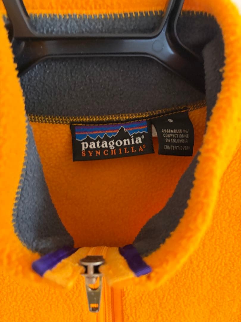 00年製 パタゴニア シンチラフリースベスト S オレンジ 刺繍ロゴ　美品
