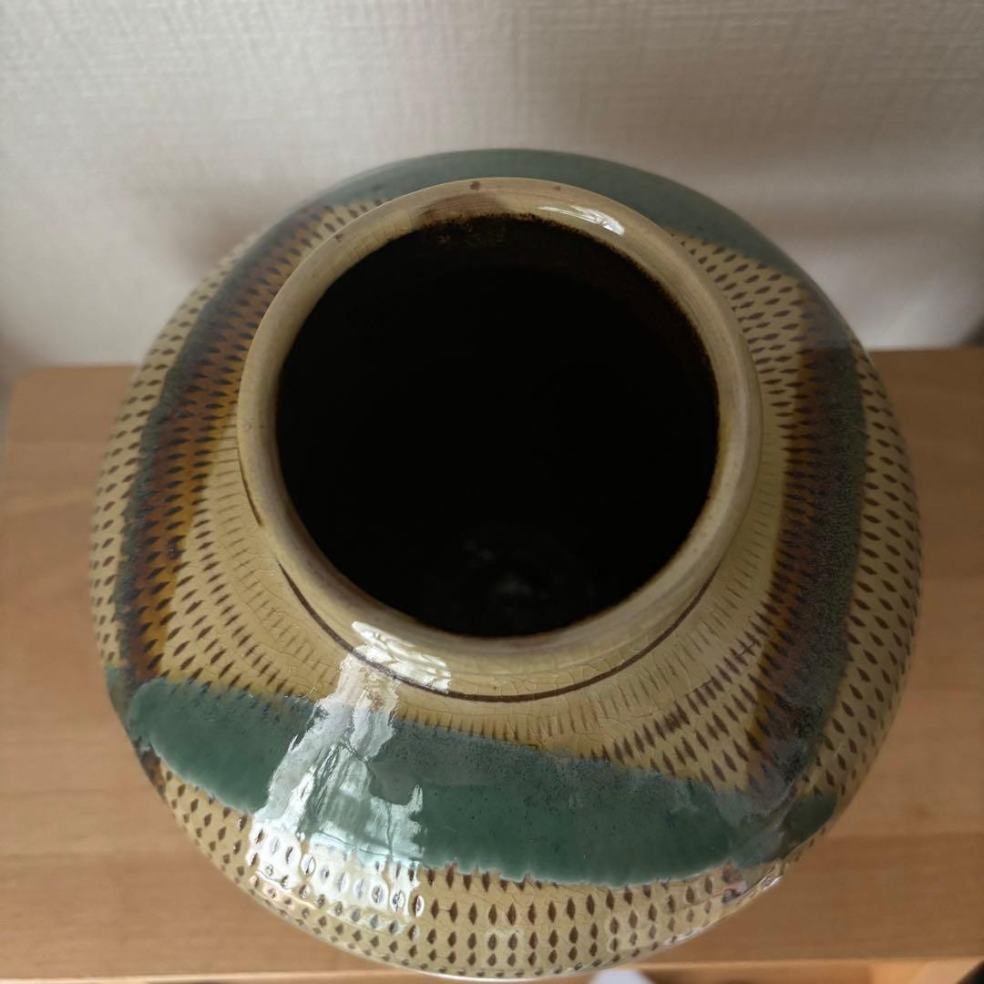 ⚫︎小石原焼　飛びカンナ　花瓶　生花　　　　　　　 　　　　　　　　　　　ダ黄横