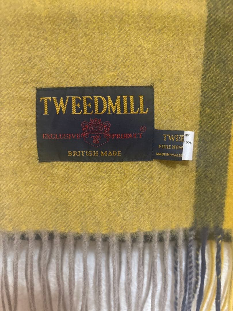 未使用品　【TWEED MILL/ツイードミル】ラムウールチェック柄ストール