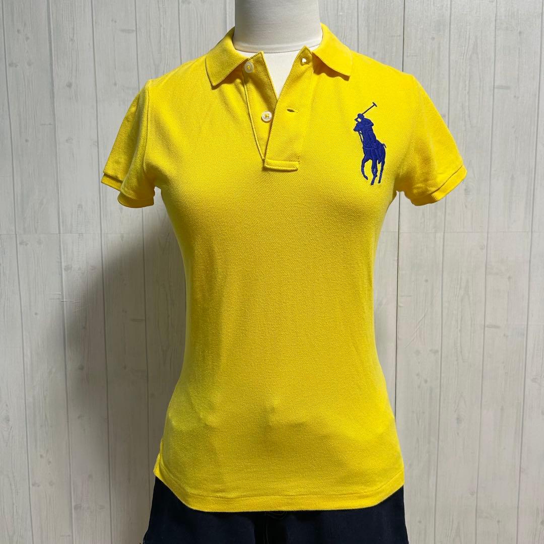 ★極上品★ ポロ ラルフローレン ポロシャツ ビッグポニー イエロー ブルー S
