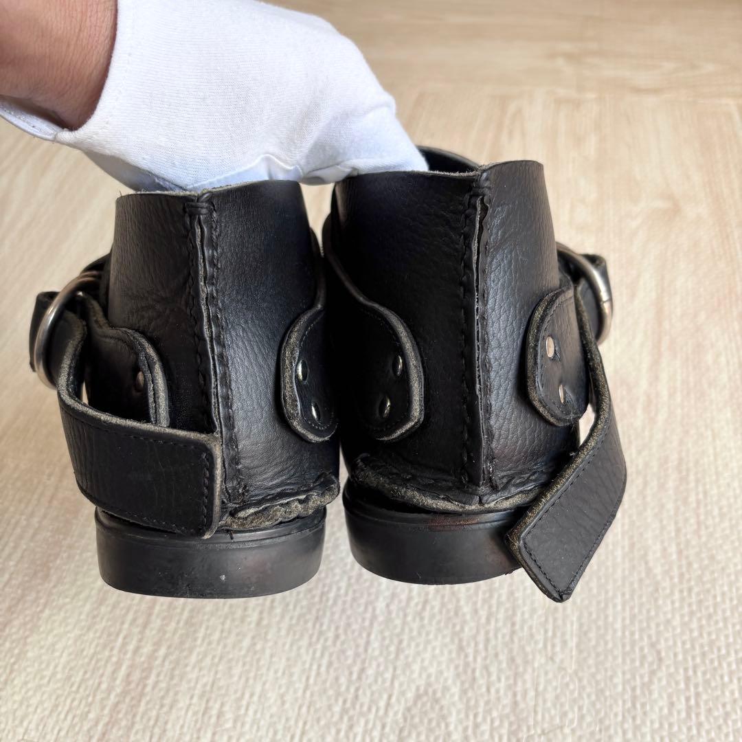 良品 ユケテン ダブルリングベルト モカシン レザーシューズ 黒 約27cm
