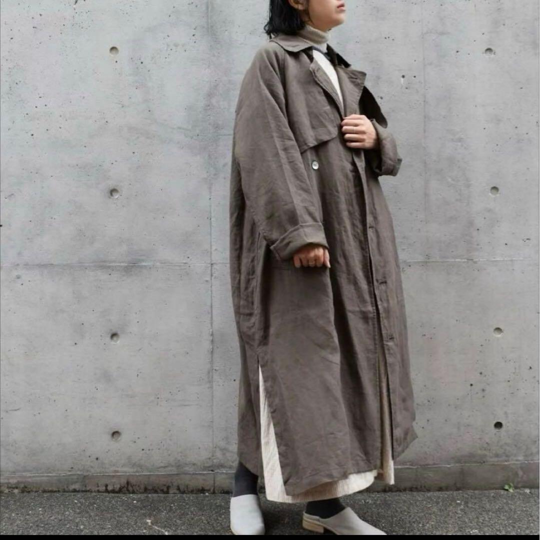 TISSU ティシュ リネンハイデンシティエフォートレストレンチコート　モカ