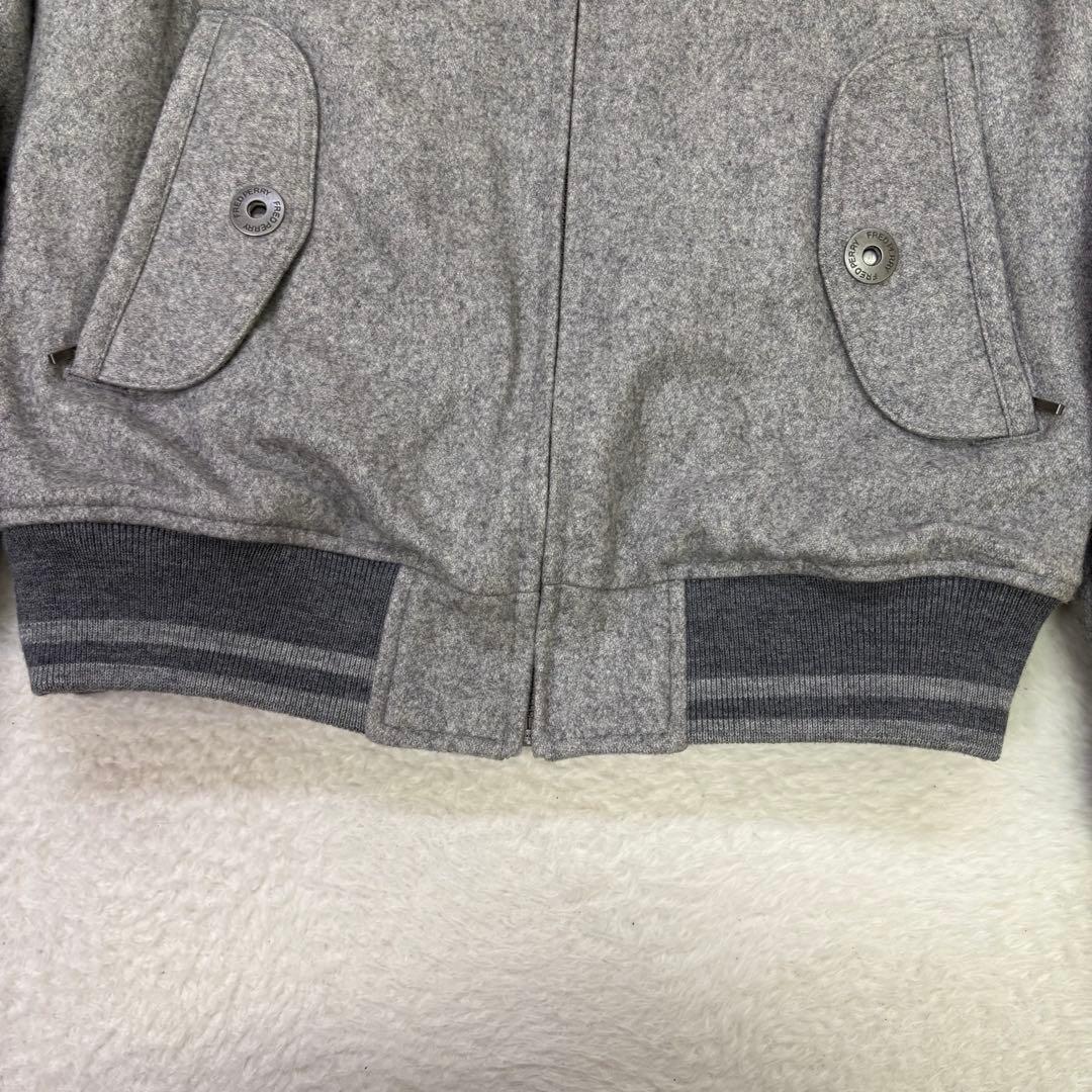 美品　FRED PERRY グレー スイングトップ　ウール　ジャンパー Sサイズ