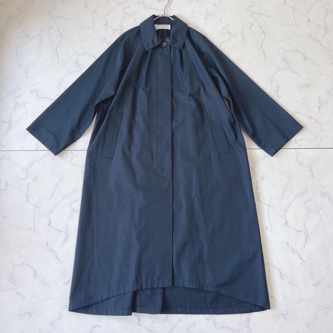 【美品】MIDIUMISOLID ボリューム ロングトレンチコート ネイビー