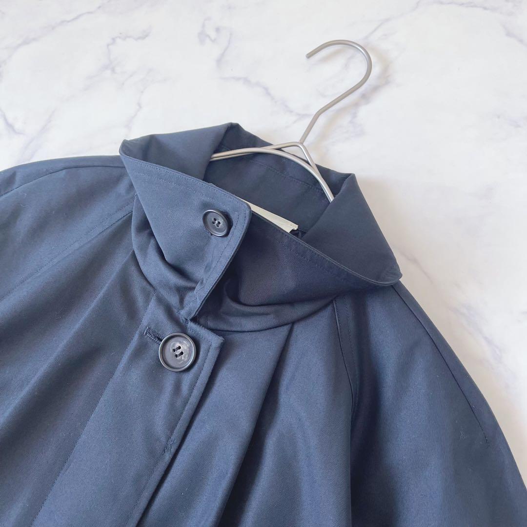 【美品】MIDIUMISOLID ボリューム ロングトレンチコート ネイビー