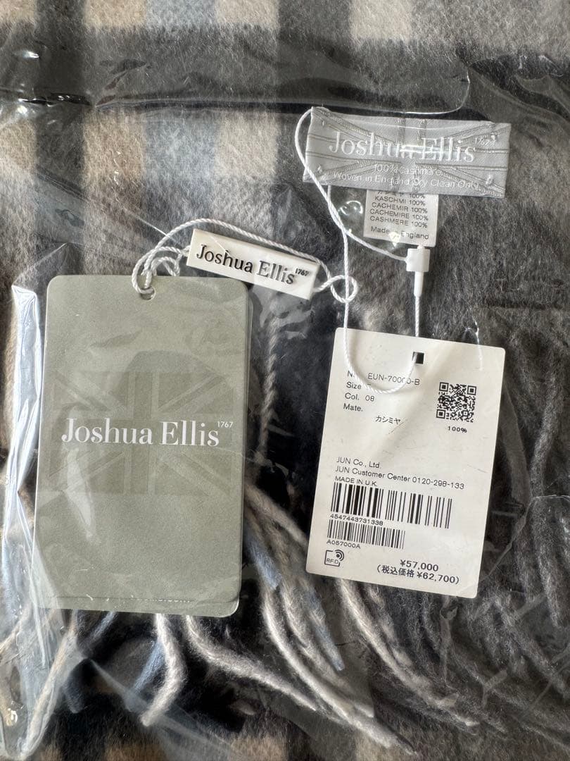 【未使用品】Joshua Ellis カシミヤ チェックストール