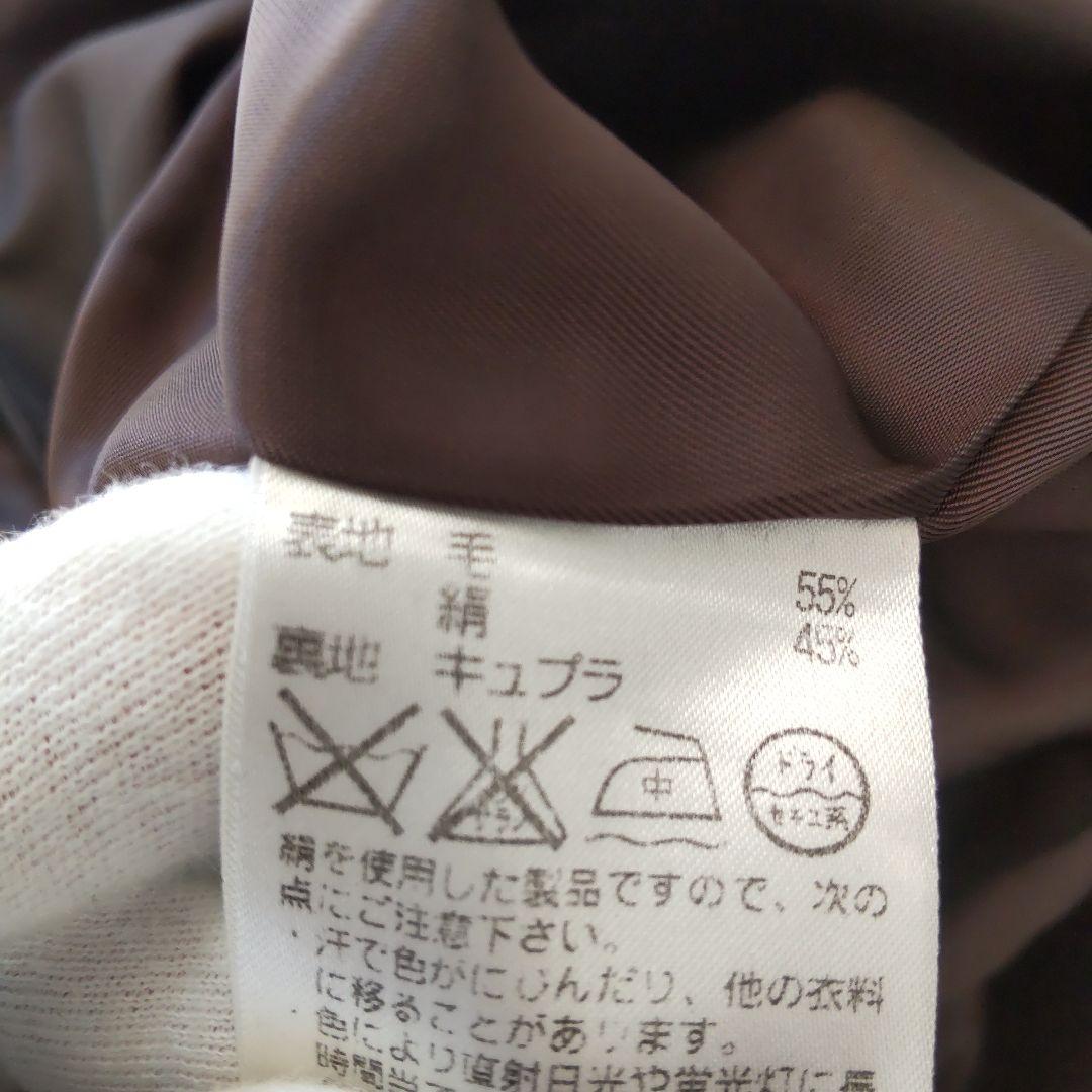 美品 アクアスキュータム シルク混 ベルト ステンカラーコート ブラウン 9