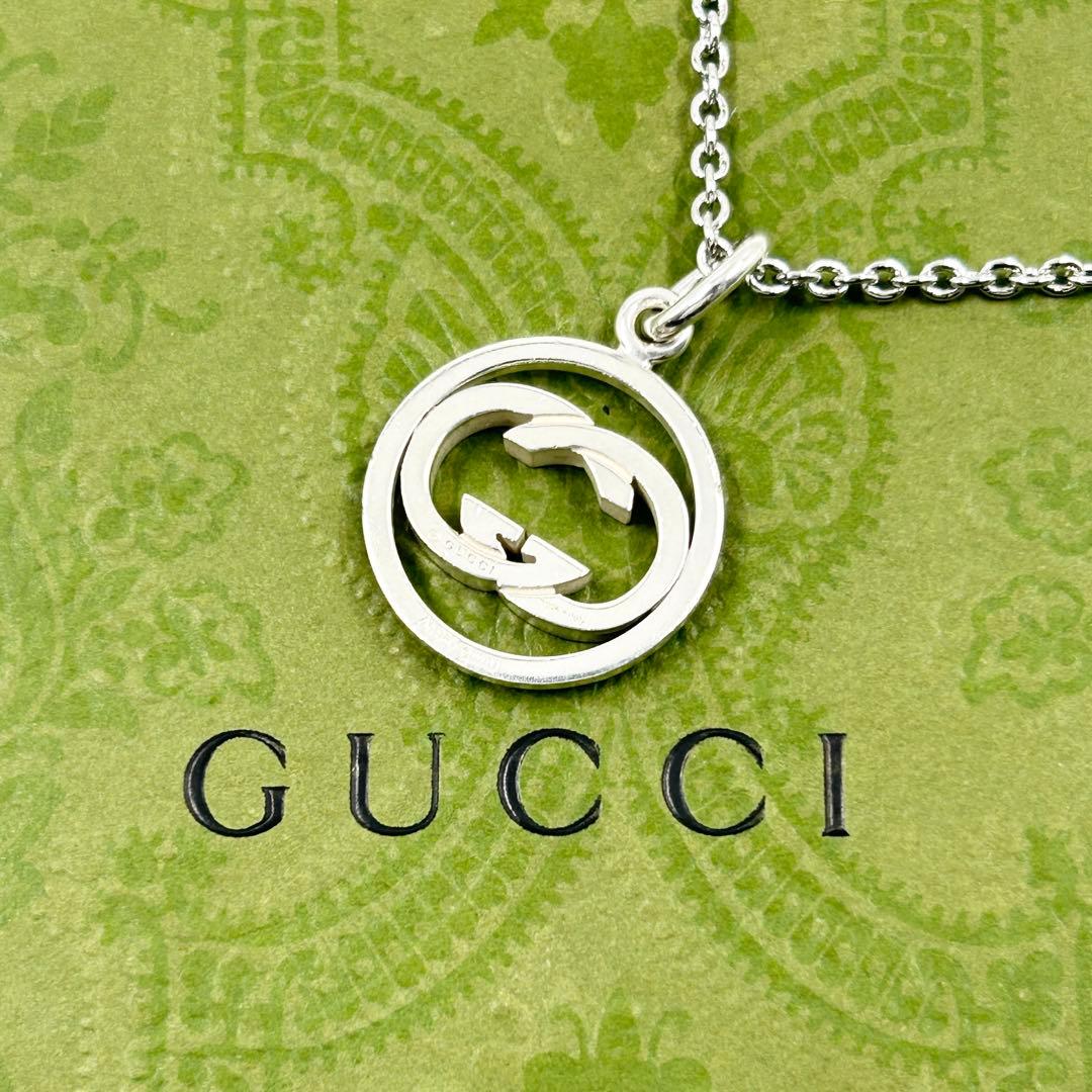 美品✨　グッチ　ネックレス　インターロッキング　シルバー　GG　Ag 925