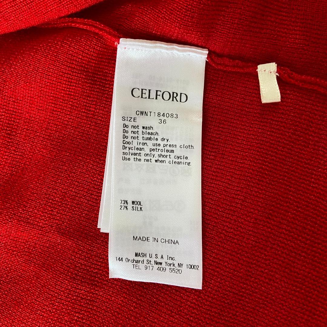 タグ付き新品未使用　　CELFORD　シルクウールニットカーディガン　レッド