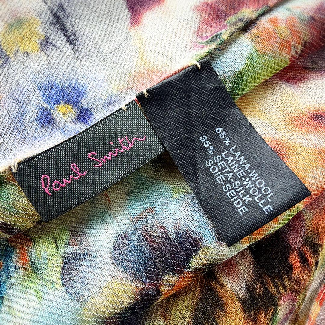 Paul Smith ウールシルク 花柄 大判ストール イタリア製