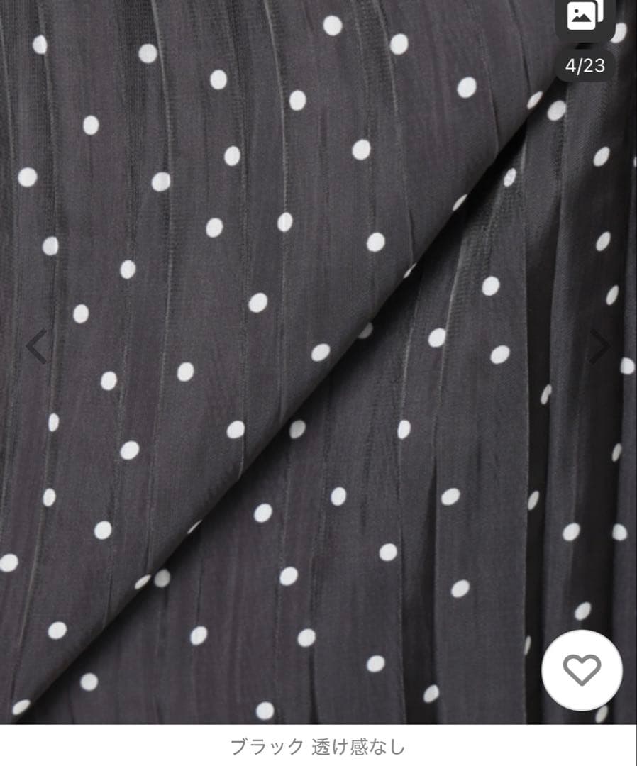 今季タグ付新品☆SLOBE IENA プリーツスカート 黒 ドット柄