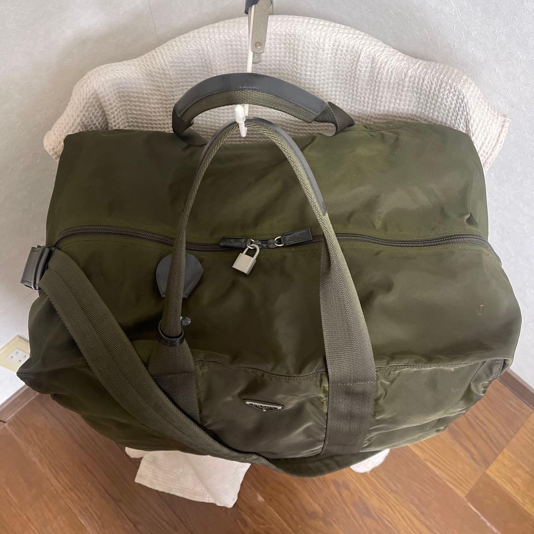 ◇美品PRADAプラダ ボストンバッグ トラベルバッグ ナイロン モスグリーン◇