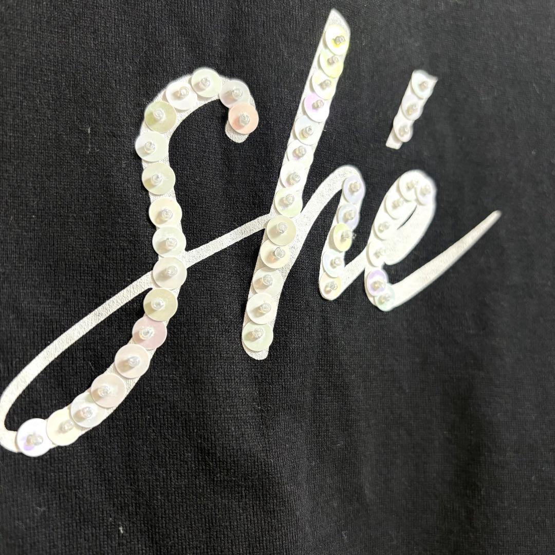 sheller シェリエ✨she Tシャツ　Tシャツ　ロゴ　トップス　ブラック
