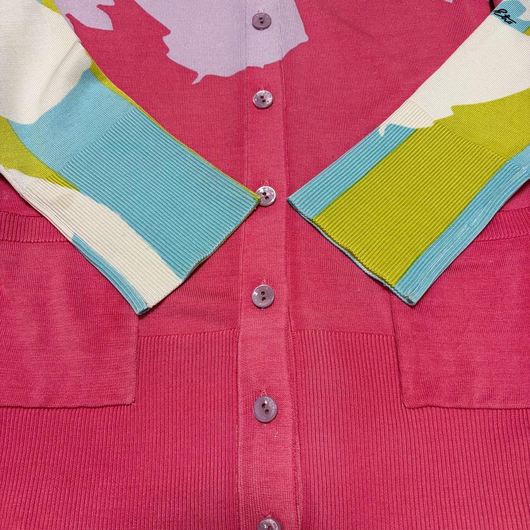 【ETRO エトロ】ロングカーディガン 総柄 シルク混 イタリヤ製 マルチカラー