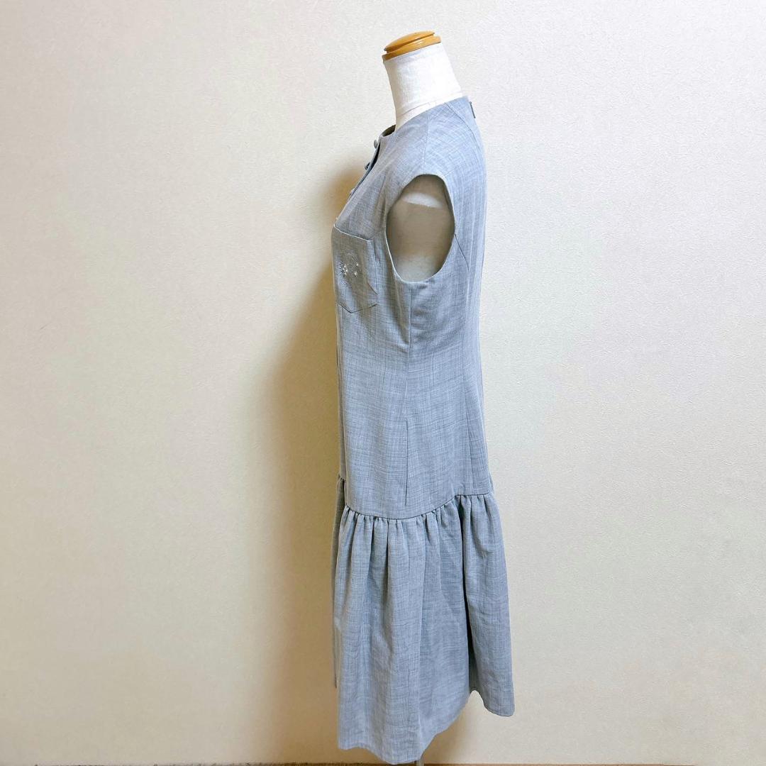 美品 Rene 2wayストレッチ ワンピース ロゴパール刺繍 グレー
