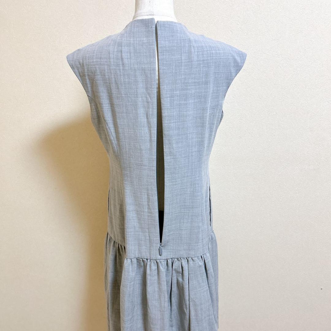 美品 Rene 2wayストレッチ ワンピース ロゴパール刺繍 グレー