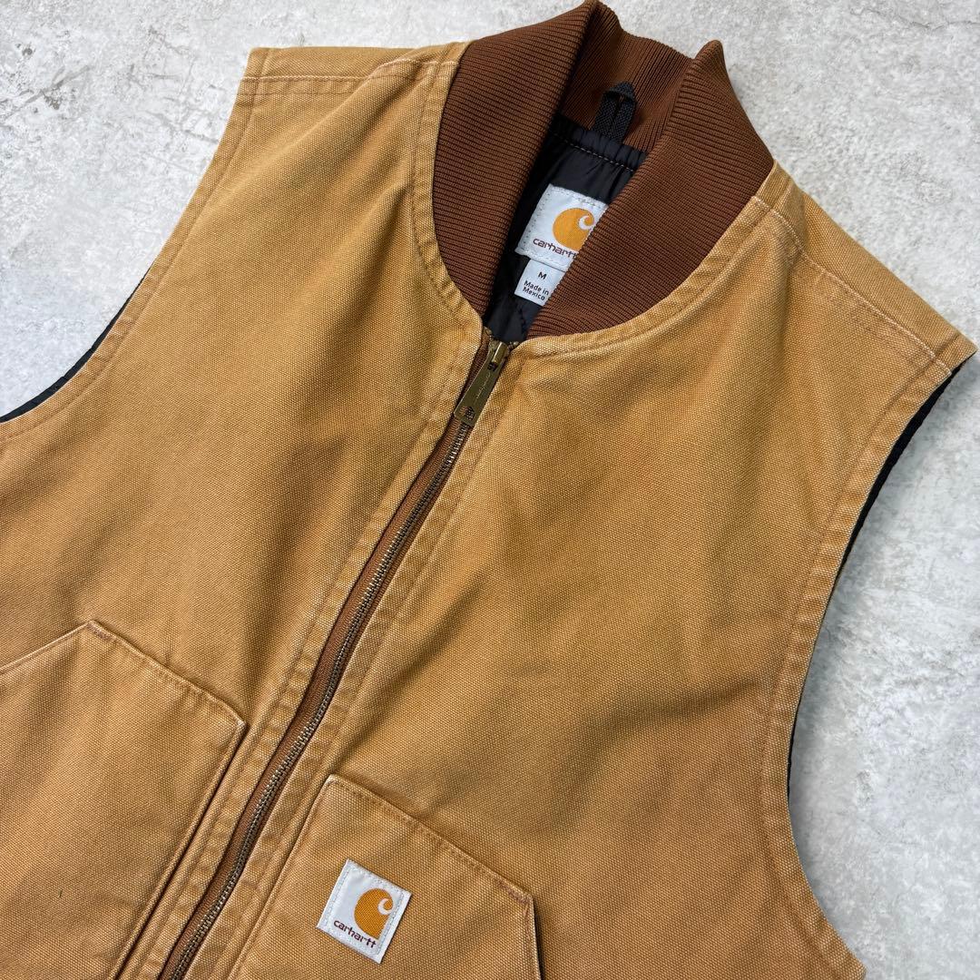 希少■carhartt カーハート【M】ダックベスト ブラウン フェード 雰囲気