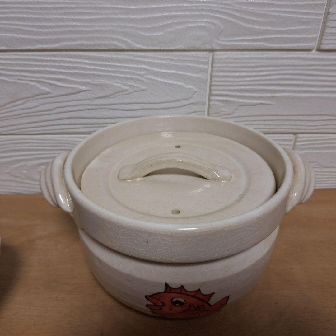 【名店・千年松】愛媛 大三島 炊飯土鍋 鯛の絵付け 二重蓋仕様 1.5〜2合炊き