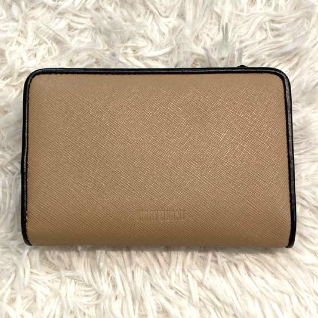 【美品】MARY QUANT デイジーパッチスナップ2 Lウォレット ベージュ