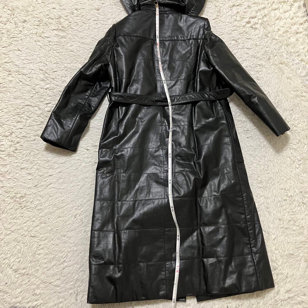 Angel Leather エンゼル リアルレザー ロングコート 黒 美品 9号