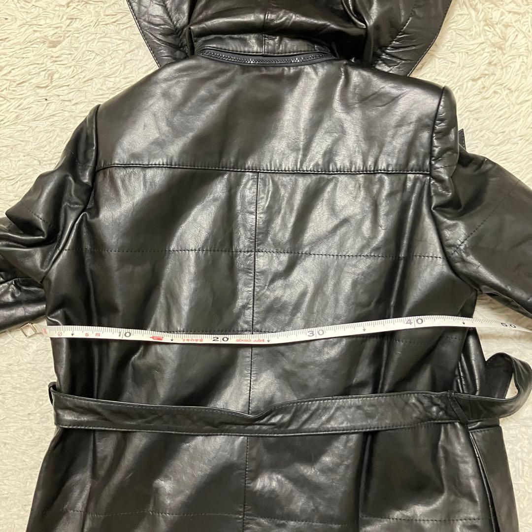 Angel Leather エンゼル リアルレザー ロングコート 黒 美品 9号