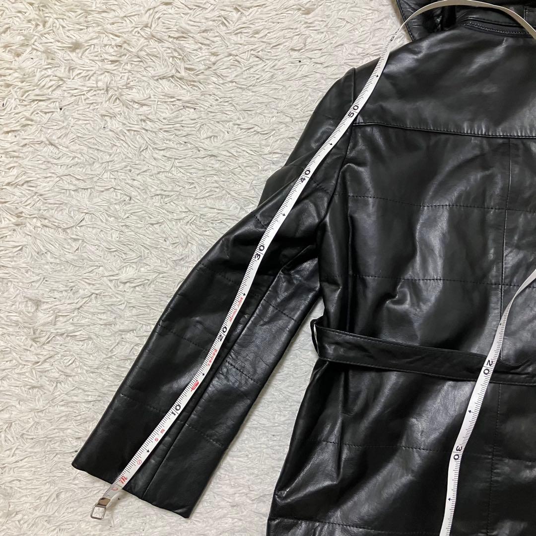 Angel Leather エンゼル リアルレザー ロングコート 黒 美品 9号