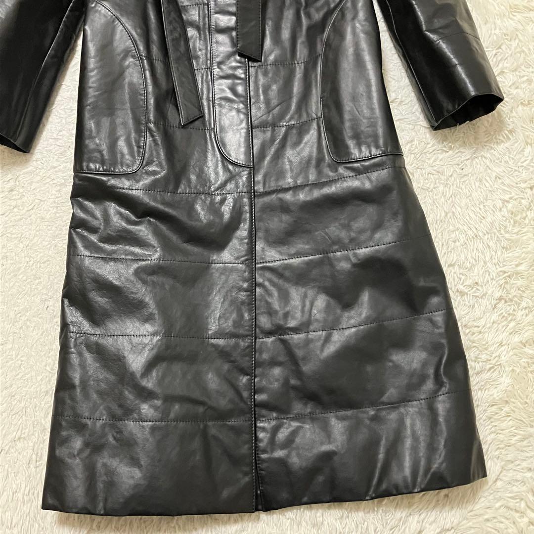 Angel Leather エンゼル リアルレザー ロングコート 黒 美品 9号