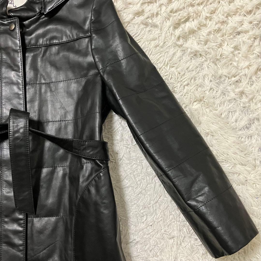 Angel Leather エンゼル リアルレザー ロングコート 黒 美品 9号