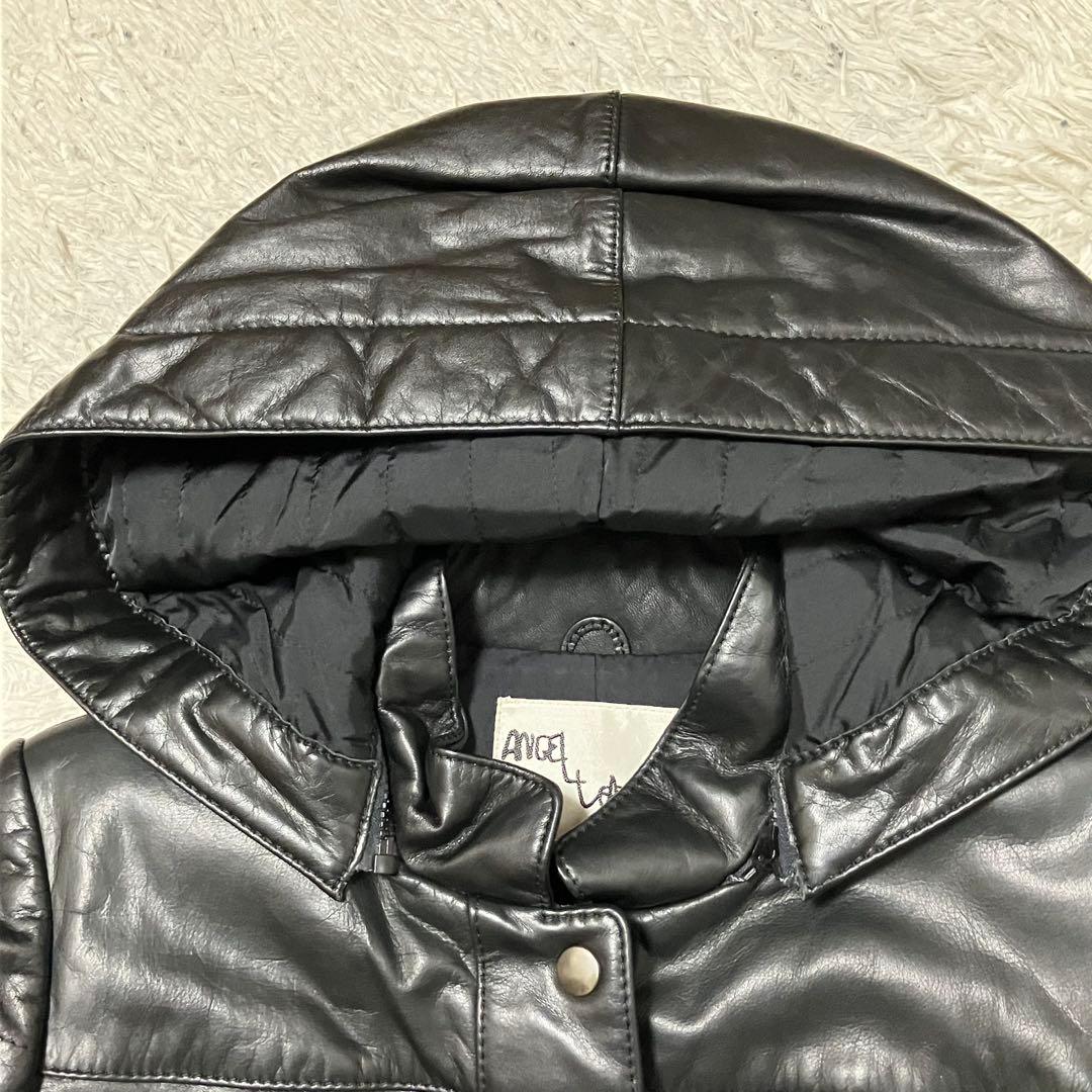 Angel Leather エンゼル リアルレザー ロングコート 黒 美品 9号