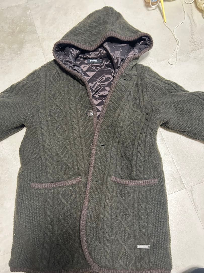 BURBERRY BLACK LABEL ケーブルニットダッフルコート